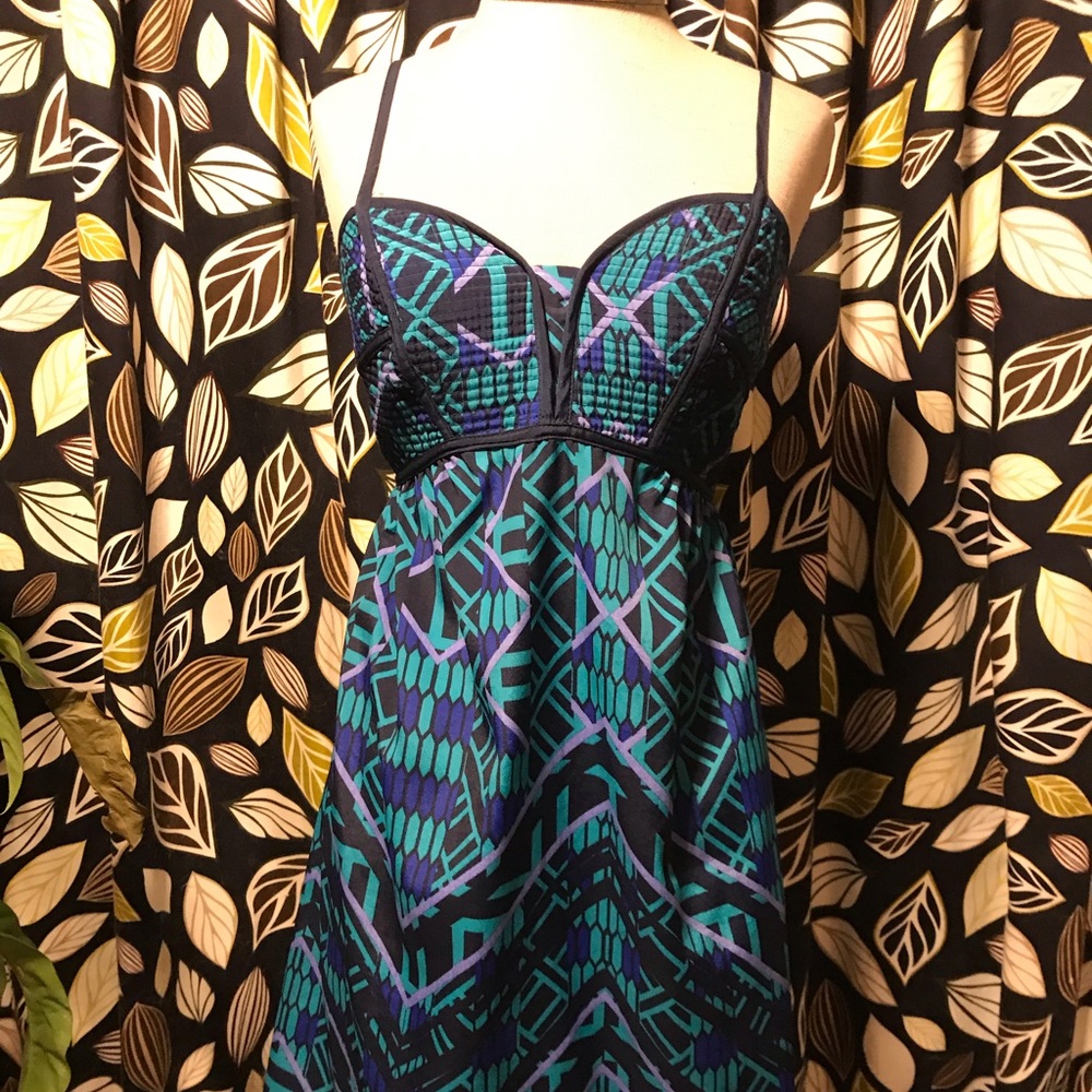 Blue SZ medium (8) Geo Patterned Sundress